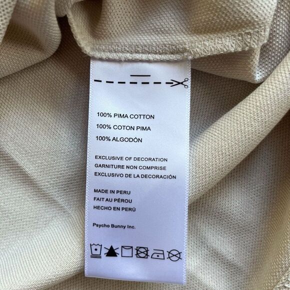 Psycho Bunny NWT Lenox Pique Short Sleeve Polo Shirt - Beige Tipped - 7/XL - Picture 6 of 6